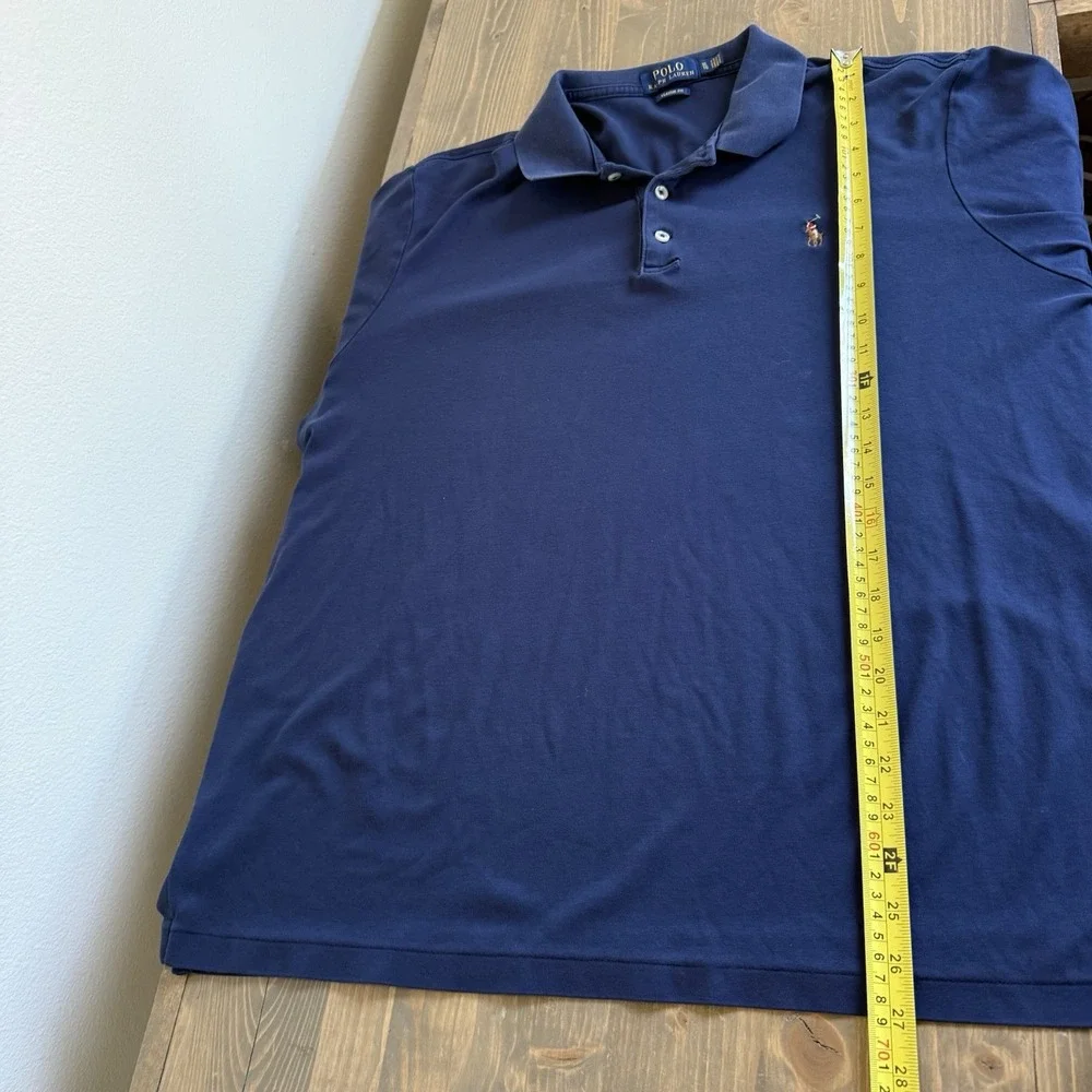 Polo Ralph Lauren Mens XL Navy Blue Long Sleeve Polo Collar Shirt Logo Embroider